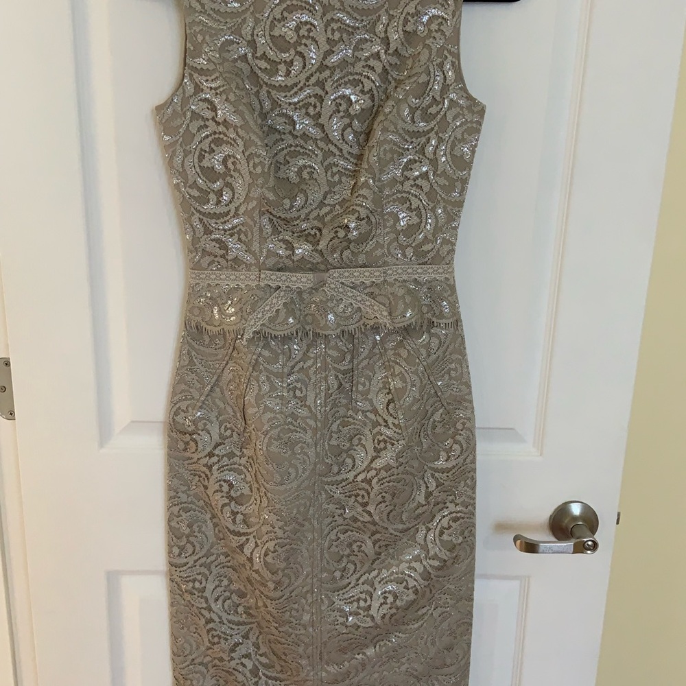 Carolina Herrera Metallic Lace Midi Dress